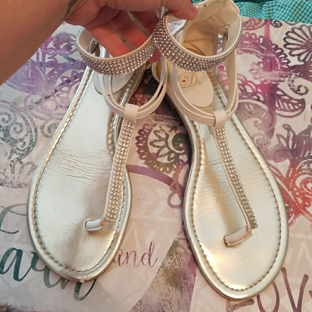 Blingy white sandals